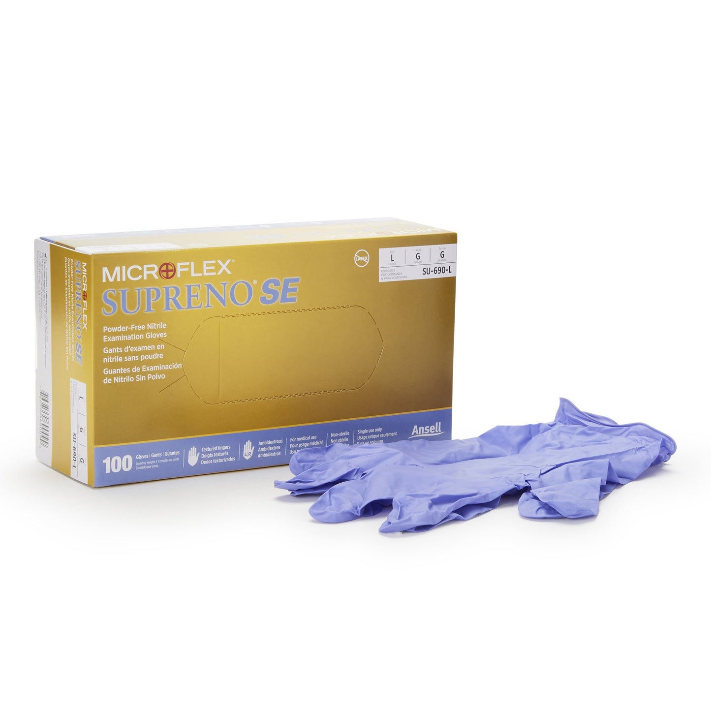 Supreno® SE Exam Glove Large NonSterile Nitrile Standard Cuff Length Textured Fingertips Blue Not Rated (368032_CS)