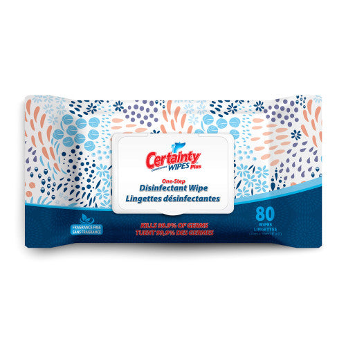 Certainty® Plus Disinfectant Wipes Flat Pack, 8” x 6”, 80 Wipes/Flat Pack, 12 Flat Packs/Case (HOS91280)