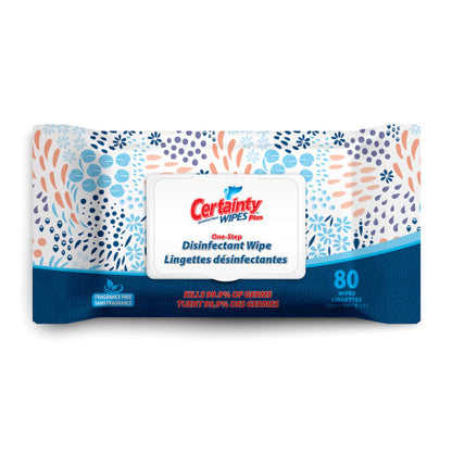 Certainty® Plus Disinfectant Wipes Flat Pack, 8” x 6”, 80 Wipes/Flat Pack, 12 Flat Packs/Case (HOS91280)