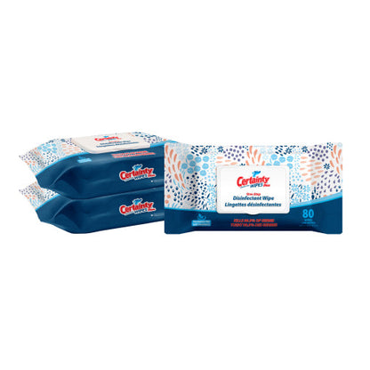Certainty® Plus Disinfectant Wipes Flat Pack, 8” x 6”, 80 Wipes/Flat Pack, 12 Flat Packs/Case (HOS91280)