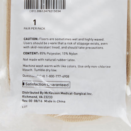 McKesson Slipper Socks Unisex Adult X-Large Single Tread Single Patient Use Tan (1038460_PR)