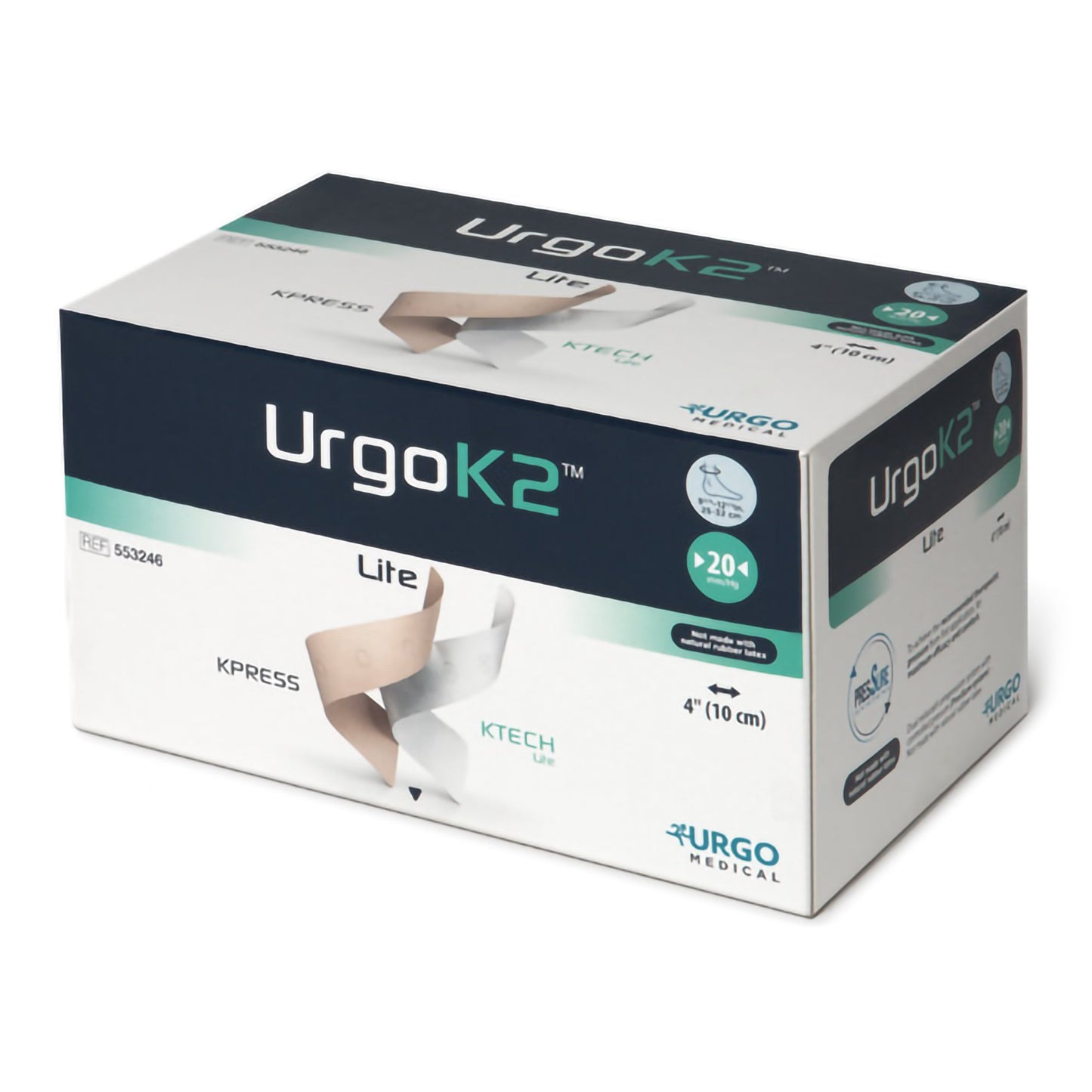 URGOK2™ Lite 2 Layer Compression Bandage System 4 X 9-3/4 X 12-1/2 Inch Self-Adherent Closure Tan / White / Pink NonSterile Large 20 mmHg (1170201_EA)