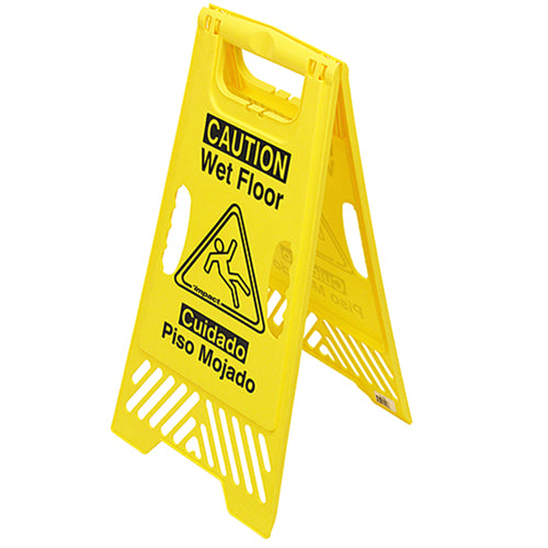 Impact® Vented Wet Floor Sign w/ Handles, Yellow, English/Spanish, 6/Case (IMP9152BH)