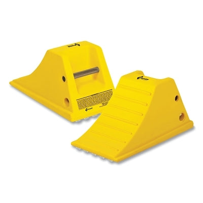 Checkers All-Terrain Heavy Duty Wheel Chock, 80000 lb Load Capacity, 28 in to 38 in Tire, Yellow, Includes Aluminum Cleat (916-AT3512-AC-Y)