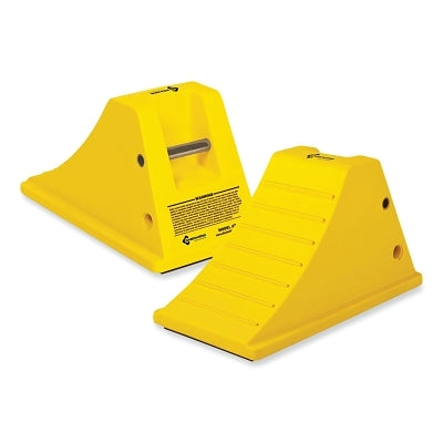 Checkers All-Terrain Heavy Duty Wheel Chock, 150000 lb Load Capacity, 36 in to 46 in Tire, Yellow, Includes Rubber Pads (916-AT3514-RP-Y)