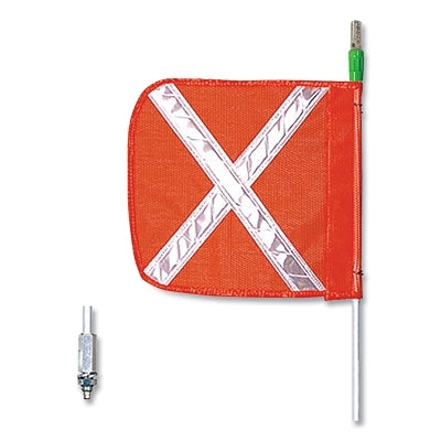 Checkers General Purpose Safety Whip, 12 in x 11 in Org Flag w/Refl Wh X, Thrd Hex Base, Non-Lighted, 3 ft Whip (916-FS3X-O)