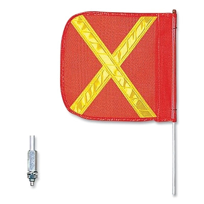Checkers General Purpose Safety Whip, 12 in x 11 in Org Flag w/Refl Yel X, Thrd Hex Base, Non-Lighted, 3 ft Whip (916-FS3XY-O)
