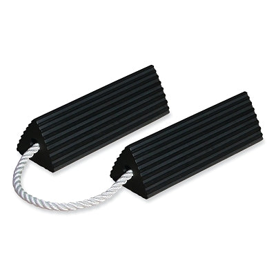 Checkers General-Purpose Rubber Wheel Chock, 14.5 in L x 11 in W x 5.25 in H, Black, Includes 24 in Rope Paired, Aviation (916-RC5515-P)