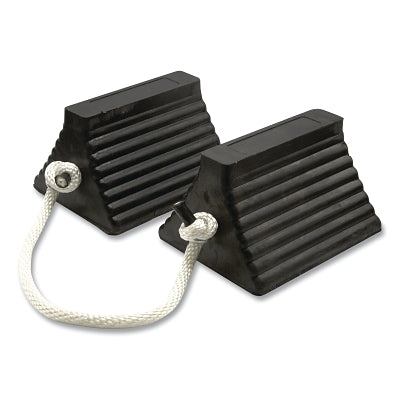 Checkers General-Purpose Rubber Wheel Chock, 10.13 in L x 15 in W x 5.5 in H, Black, Includes 24 in Rope Paired/Cored Bottom (916-RC815-P)