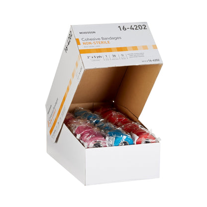 McKesson Cohesive Bandage 2 Inch X 5 Yard Self-adherent Closure Purple / Pink / Green / Light Blue / Royal Blue / Red NonSterile Standard Compression (464156_CS)