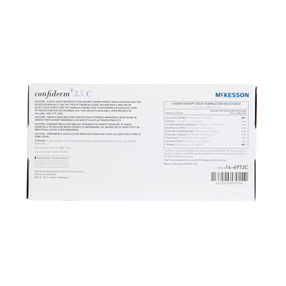 McKesson Confiderm® 3.5C Exam Glove X-Small NonSterile Nitrile Standard Cuff Length Textured Fingertips Blue Chemo Tested (765873_BX)