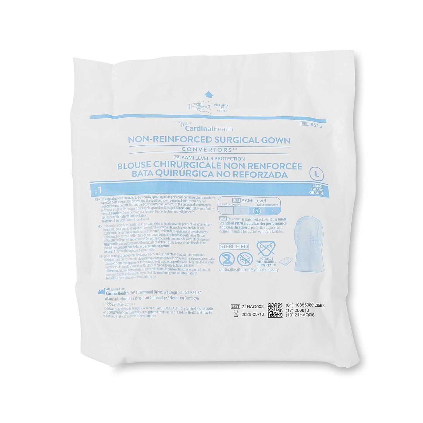 Astound® Non-Reinforced Surgical Gown with Towel Large Blue Sterile AAMI Level 3 Disposable (251111_CS)