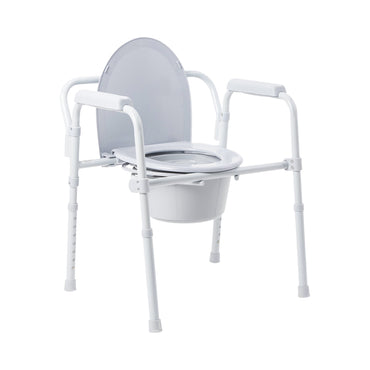 McKesson 3-in-1 Commode Chair Fixed Arms Steel Frame Back Bar 13-1/2 Inch Seat Width 350 lbs. Weight Capacity (1088075_CS)