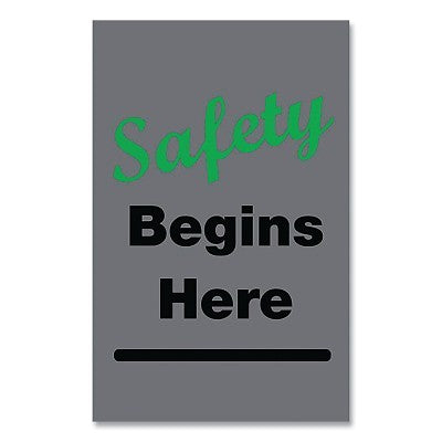 Notrax Safety Message Floor Mat, 194, 3/8 in x 3 ft W x 5 ft L, 24 oz Nylon, Vinyl, Vertical, Safety Begins Here Message (921-194SH035CH)