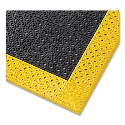 Notrax Cushion-Lok™ Assembled Raised Interlocking Drainage Mat, 520, 7/8 in x 30 in W x 36 in L, PVC, Black/Yellow (921-520S3036BY)