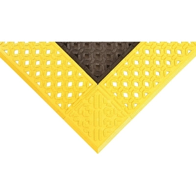 Notrax Cushion-Lok™ Assembled Raised Interlocking Drainage Mat, 520, 7/8 in x 30 in W x 60 in L, PVC, Black/Yellow (921-520S3060BY)