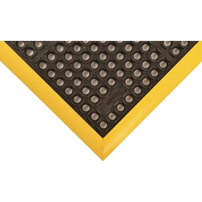 Notrax Safety Stance® Drainage Anti-Fatigue Mat, 549, 3 Sided, 7/8 in x 38 in W x 64 in L, Rubber, Black/Yellow (921-549S3864YB)