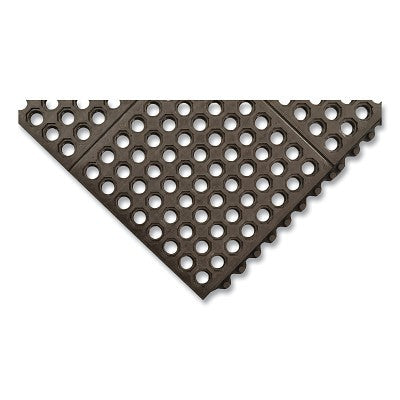 Notrax Cushion-Ease® Interlocking Anti-Fatigue Rubber Mat, 550, 3/4 in x 3 ft W x 3 ft L, Natural Rubber, Solid, Black (921-550S0033BL)