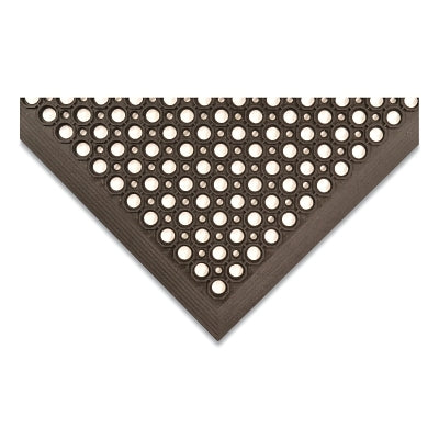 Notrax Competitor™ Large Drainage Hole Anti-Fatigue Mat, T30, 3 ft W x 10 ft L x 1/2 in, General Purpose Rubber, Black (921-T30S0310BL)