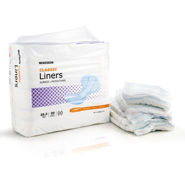 McKesson Classic Incontinence Liner 25-1/5 Inch Length Light Absorbency Polymer Core One Size Fits Most (1187896_CS)