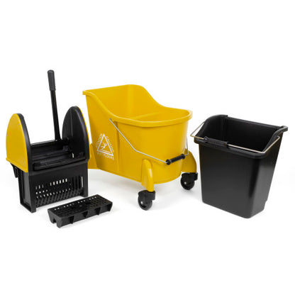 ToughWorks® 35 Quart Dual Chamber Bucket & Wringer, Yellow (HOS92224083YL)
