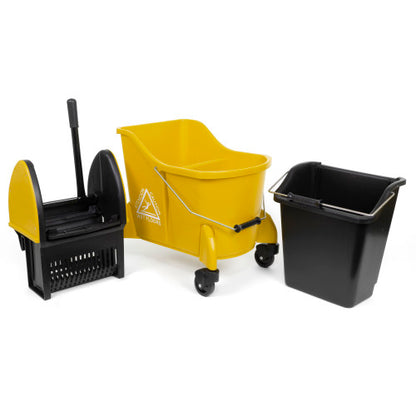 ToughWorks® 35 Quart Dual Chamber Bucket & Wringer, Yellow (HOS92224083YL)