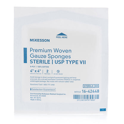McKesson Gauze Sponge 4 X 4 Inch 8-Ply Sterile 2 per Pack (447085_CS)