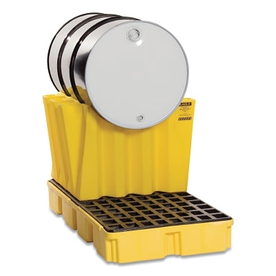Eagle Manufacturing Drum Cradle, 22-1/2 in H x 23-1/4 in D x 29 in W, 2000 lb Cap, HDPE, Yellow (925-1605)