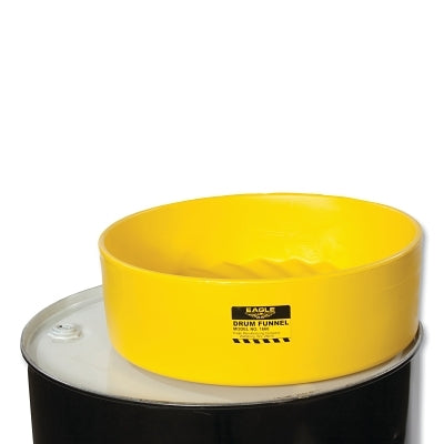 Eagle Manufacturing Drum Funnel, 18 in dia x 7 in H, HDPE, Yellow (925-1660)