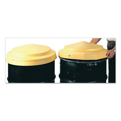 Eagle Manufacturing Closed Head Drum Cover, 23 in dia x 5 in H, HDPE, Yellow (925-1666)