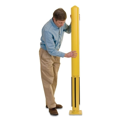 Eagle Manufacturing Bollard Post, Metal, 4-1/2 in dia x 42 in H, Round, Black/Yellow (925-1744)