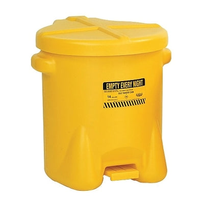 Eagle Manufacturing Poly Waste Can, Oily, 14 gal, Yellow, Includes Foot Lever (925-937FLY)