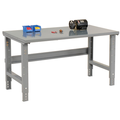 Global Industrial Adjustable Height Workbench, 72 x 36", Steel Square Edge, Gray (WB183155)