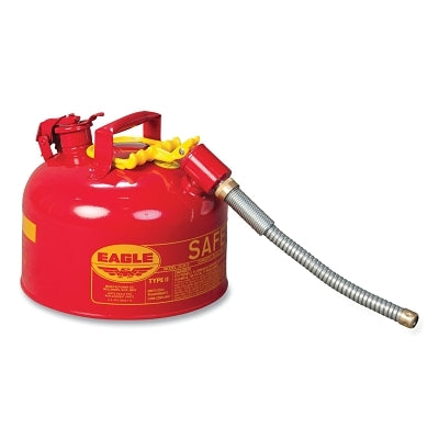 Eagle Manufacturing Safety Can, Type II, 2-1/2 gal, 24-ga Galvanized Steel, Flammables, Red, Includes 7/8 in Flexible Spout (925-U226S)