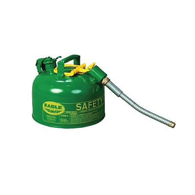 Eagle Manufacturing Safety Can, Type II, 2-1/2 gal, 24-ga Galvanized Steel, Combustibles, Green, Includes 7/8 in Flexible Spout (925-U226SG)