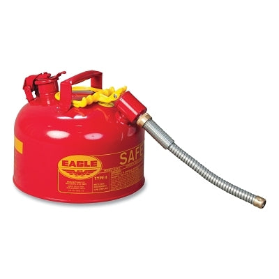 Eagle Manufacturing Safety Can, Type II, 2-1/2 gal, 24-ga Galvanized Steel, Flammables, Red, Includes 7/8 in Flexible Spout (925-U226SX5)