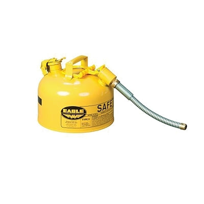 Eagle Manufacturing Safety Can, Type II, 2-1/2 gal, 24-ga Galvanized Steel, Diesel, Yellow, Includes 5/8 in Flexible Spout (925-U226SX5Y)