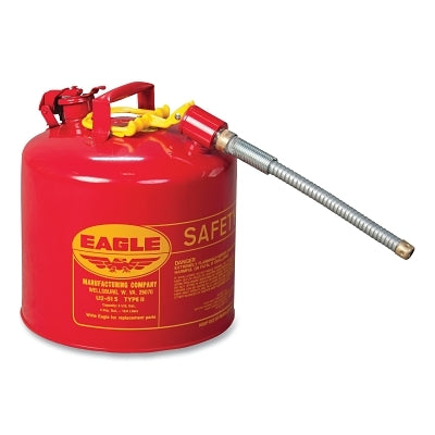 Eagle Manufacturing Safety Can, Type II, 5 gal, 24-ga Galvanized Steel, Flammables, Red, Includes 5/8 in Flexible Spout (925-U251SX5)