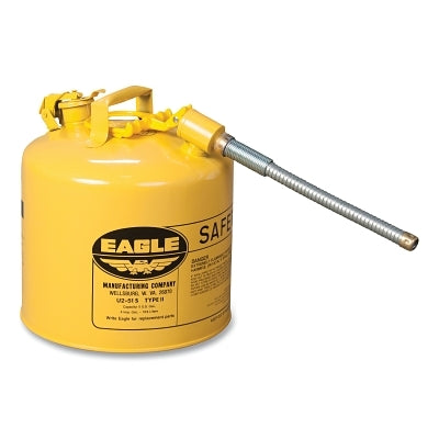 Eagle Manufacturing Safety Can, Type II, 5 gal, 24-ga Galvanized Steel, Diesel, Yellow, Includes 7/8 in Flexible Spout (925-U251SX5Y)