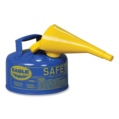 Eagle Manufacturing Safety Can, Type I, 1 gal, 24-ga Galvanized Steel, Kerosene, Blue, Includes Funnel (925-UI10FSB)