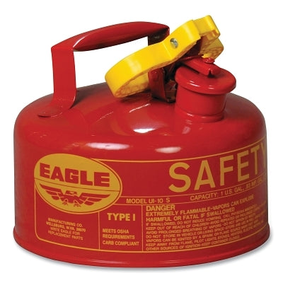 Eagle Manufacturing Safety Can, Type I, 1 gal, 24-ga Galvanized Steel, Flammables, Red (925-UI10S)