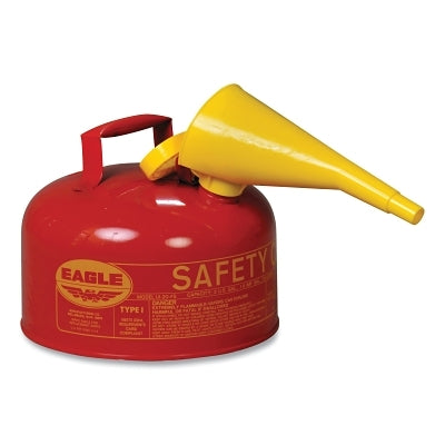 Eagle Manufacturing Safety Can, Type I, 2 gal, 24-ga Galvanized Steel, Flammables, Red, Includes Funnel (925-UI20FS)