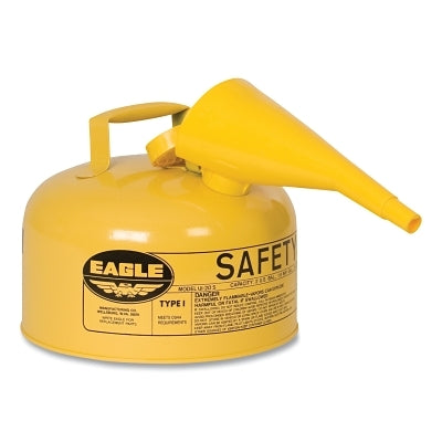 Eagle Manufacturing Safety Can, Type I, 2 gal, 24-ga Galvanized Steel, Diesel, Yellow, Includes Funnel (925-UI20FSY)