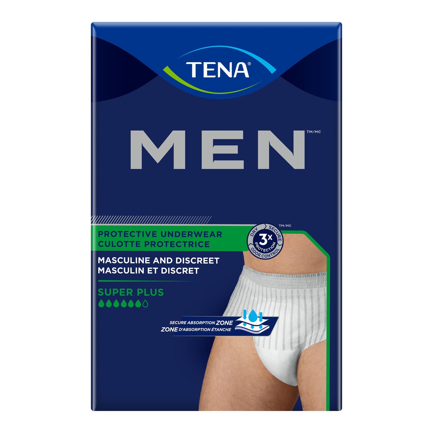 TENA® MEN™ Super Plus Male Adult Absorbent Underwear Pull On with Tear Away Seams Small / Medium Disposable Heavy Absorbency (738749_BG)