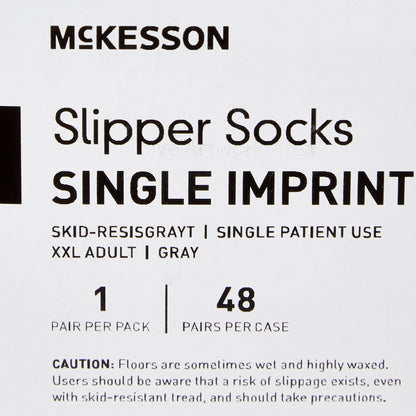McKesson Slipper Socks Unisex Adult 2X-Large Single Tread Single Patient Use Gray (1038461_PR)
