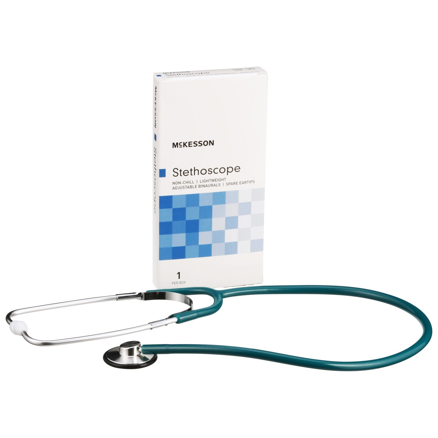 McKesson General Exam Stethoscope Teal Blue 1-Tube 21 Inch Tube Single Sided Chestpiece (363740_EA)