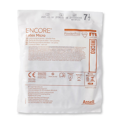 ENCORE® Latex Micro Surgical Glove Size 7.5 Sterile Latex Standard Cuff Length Micro-Textured Brown Chemo Tested (362178_CS)
