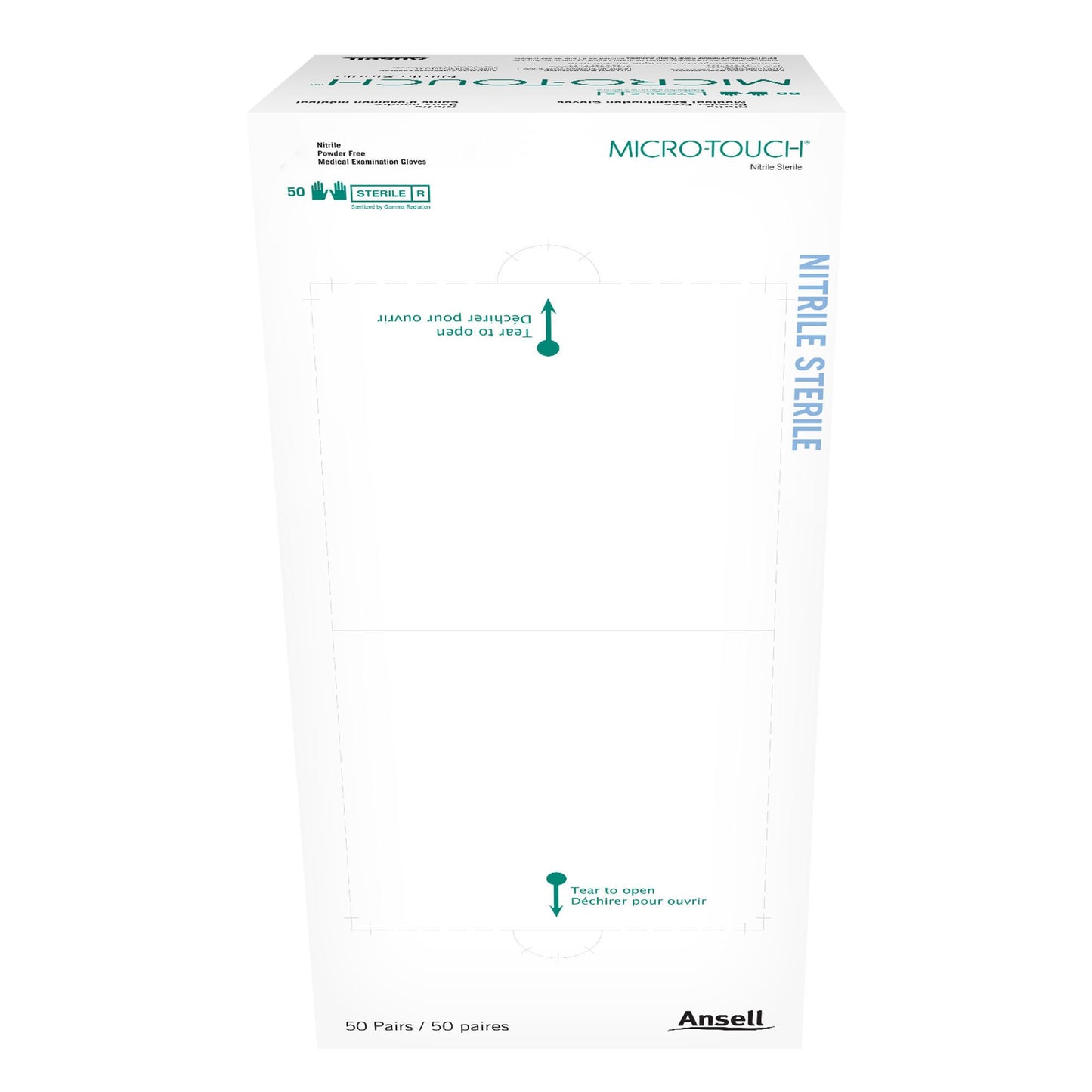 Micro-Touch® Exam Glove Large Sterile Pair Nitrile Extended Cuff Length Textured Fingertips Blue Chemo Tested (640517_CS)