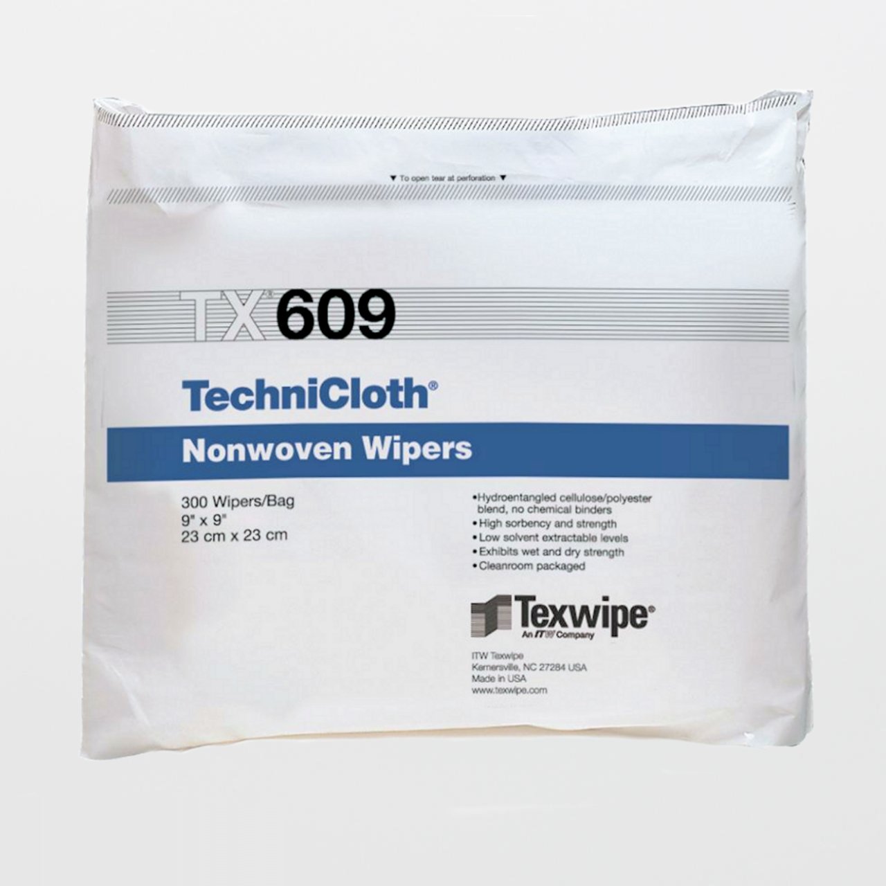 TechniCloth® Cleanroom Wipe ISO Class 5 - 8 300 Count Bag 9 X 9 Inch NonSterile Disposable (1137881_BG)