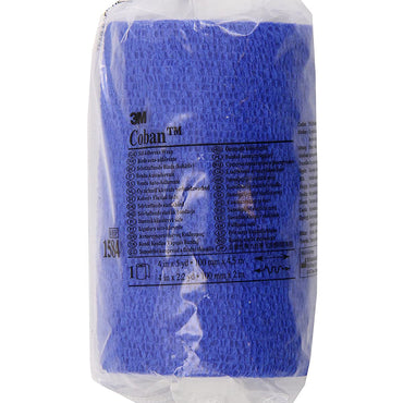 3M™ Coban™ Cohesive Bandage 4 Inch X 5 Yard Self-Adherent Closure Blue NonSterile Standard Compression (176494_CS)